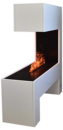 GLOW FIRE Wasserdampf Kamin Mozart (Standkamin) - Elektrokamin mit realistischen LED 3D-Flammen, Knistereffekt & Fernbedienung, 110x120x35 cm - Opti-Myst 500 Elektro Kamin, Weiß
