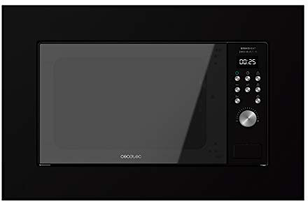 Cecotec Microondas encastrable Digital GrandHeat 2000 Built-In Black. 700W, Integrable, 20 l, Grill, 9 Funciones preconfiguradas, Quick Start, Diseño elegante