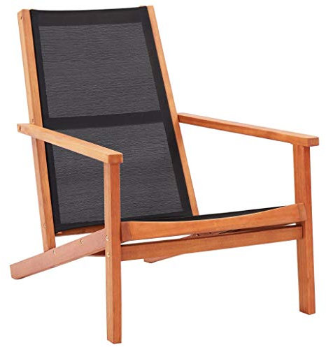 Tidyard Trädgårdslounstol trädgårdfåtölj trästol relaxstol uterum, svart 64 x 92 x 83 cm eukalyptus massivt trä och textil