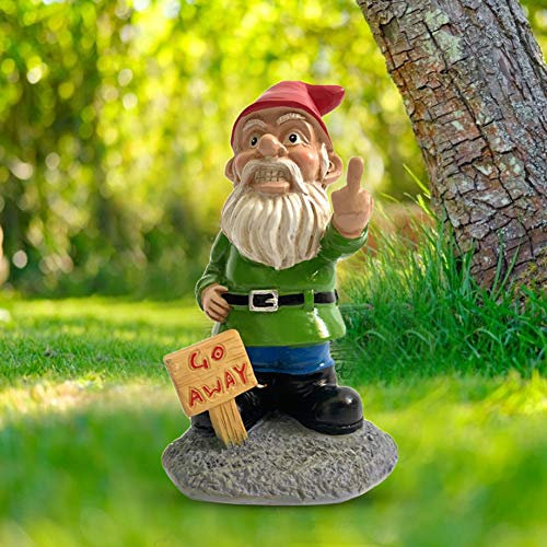 WANGQI Mini nain de jardin en résine naine, résistant aux intempéries et au gel, modèle Gnome (panneau d'avertissement)