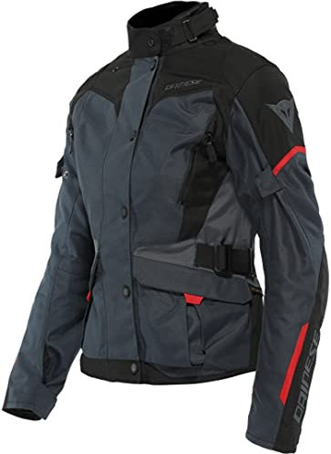 Dainese - Tempest 3 D-Dry Lady, Giacca da Donna Moto Touring, Giacca Impermeabile, Fodera Termica Rimovibile, Protezioni su Spalle e Gomiti, Ebano/Nero/Rosso Lava, 46