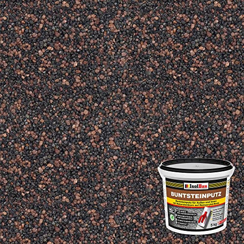 Isolbau - Buntsteinputz für Außen und Innen (Graphit, Rotbraun) 5 kg - BP85 Mosaikputz Dekorationsputz Frostsicher, Wasserfest, Stoßfest