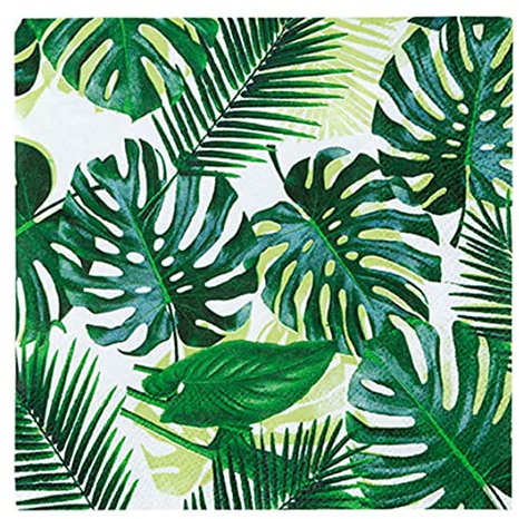 Talking Tables Paquete de 50 servilletas tropicales de papel de hoja de palma para fiesta de la selva infantil, tema hawaiano, luau, verano, dinosaurio, decoupage, 33 cm, TROPICALNAPKINS50, paquete de