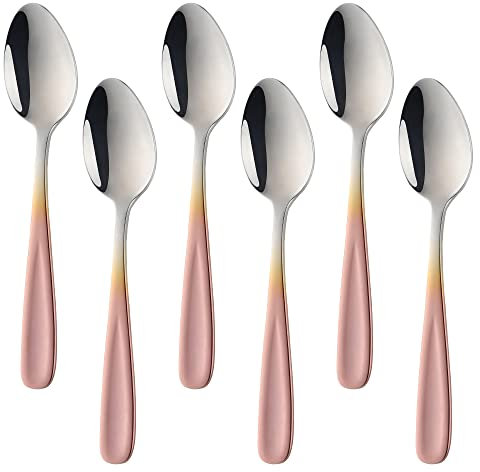 BISDARUN Set di 8 cucchiaini da caffè in acciaio inox gradiente roseoro cucchiaino da tè cucchiaino da caffè