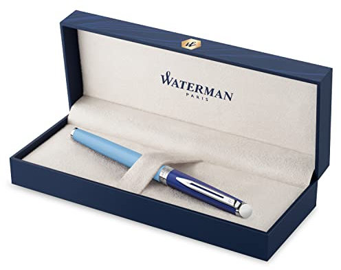 Waterman Hémisphère Fountain Pen, Metal & Blue Lacquer with Palladium Coated Trim, Stainless steel Fine Nib, Gift Box