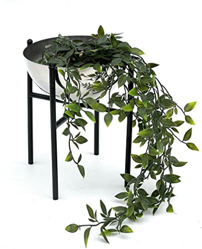 DanDiBo Blumenhocker Metall mit Topf Schwarz Silber 25-45 cm Blumenständer 96257 Blumensäule Modern Pflanzenständer Pflanzenhocker (S - Höhe 25 cm)
