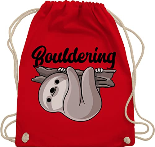 Shirtracer Turnbeutel Rucksack - Bouldering mit Faultier - schwarz - Unisize - Rot - kinderturnbeutel sport klettern beutel tasche kinder 25. geburtstag bouldern