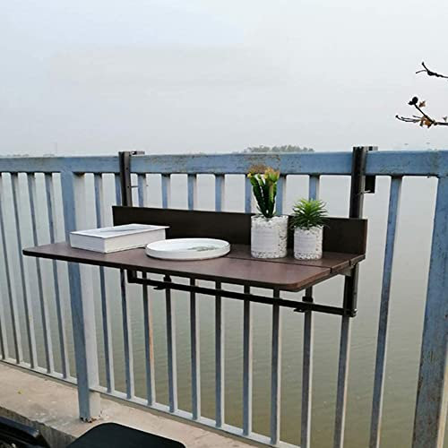 Balkontisch Klappbar Hängetisch,balkonhängetisch,Outdoor-Tisch Balkontisch Zum Einhängen,Hängetisch Gartentisch Klapptisch,terassenmöbel Außen,5-Fach Höhenverstellbar,Klappbar Balkontisch ( Color : Br