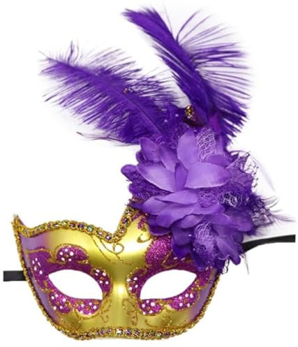 JIAHG Damen Federmaske Venezianische Maske Halloween Karneval Abschlussball Augenmaske Cosplay Kostüm Gesichtsmaske Ostermaske
