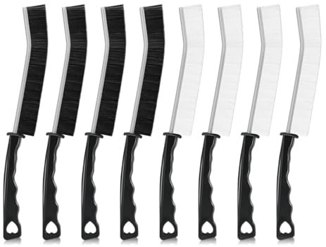 CPSYTE 8 Pcs Cepillo de Limpieza Huecos, Limpiador Juntas Azulejos, cepillos Limpieza Grietas,Cepillo Limpieza Multifuncional para Juntas, para Ventanas Puerta Ranura de Riel, Blanco y Negro, 23CM