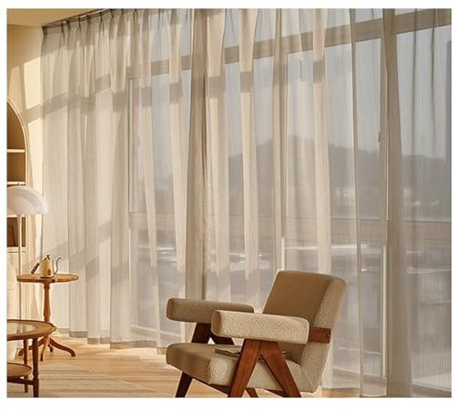 Beydodo Vorhänge Hellbraun 2er Set mit Haken 102x160CM, Gardinen für Schienensystem Französisch Einfarbig Gardinenschals Polyester Halbtransparent für Wohnzimmer Schlafzimmer Küche