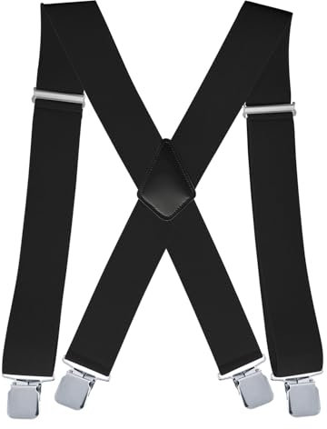 Zclro Bretelles Homme, Bretelles Homme Vintage Larges RéGlable 4 Clips Bretelles Extra Larges En X Pour Hommes Et Femmes Avec En Forme - 5 cm