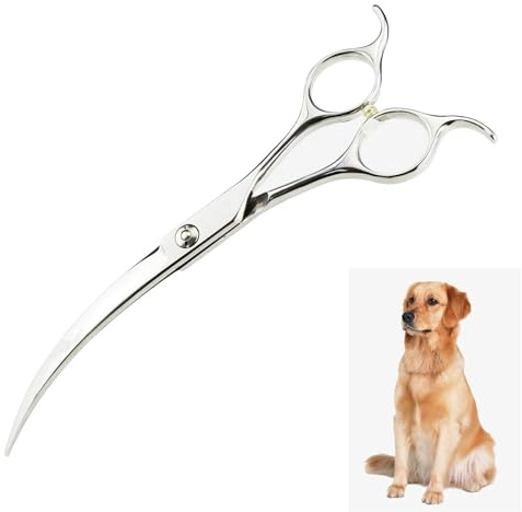 7.0Gebogene Schere für Hunde Professionelle Fellschere Hundeschere Gebogene Hundepflegeschere Haustierpflege gebogene Schere aus 440C japanischr Edelstahl Fellpflege (7.0 inch 45° Gebogene Schere)