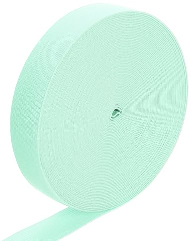 sourcing map Banda elástica, Elasticos, Goma elástica costura, 2.5 cm x 15 yardas, bandas elásticas de tejido elástico para costura, pelucas, cintura, pantalones, manualidades (verde menta)
