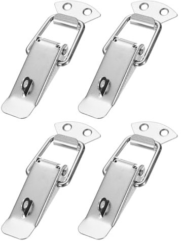 PATIKIL Verrou à bascule à ressort en acier de 4,3 pouces, 4 pièces Loquets à cliquet avec trou pour boîte, coffre, caisse, coffret à outils, armoire, ton argent