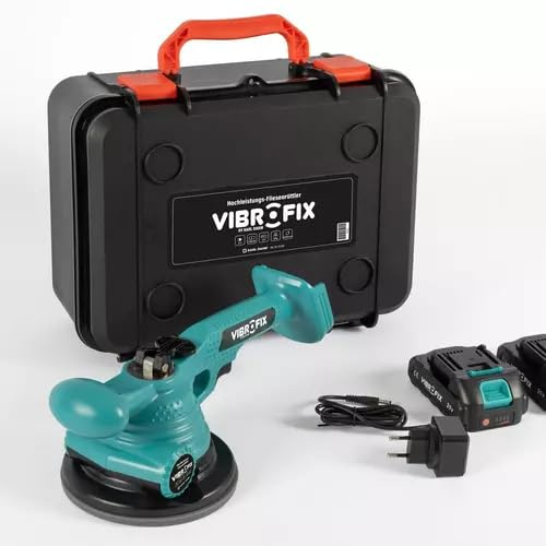 KARL DAHM Akku-Saugrüttler Vibrofix, Fliesen-Vibrationsmaschine für Wand- & Bodenfliesen, Fliesenvibrator mit 2 Akkus & Koffer, Art. 40901, 155 mm Gummipad, Fliesen Rüttler zum Fliesen legen