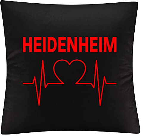 multifanshop Kissenbezug - Heidenheim - Herzschlag - Druck rot - Kissen Größe one Size schwarz