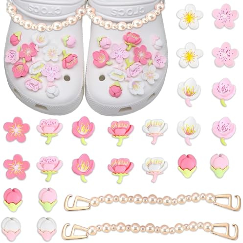 JSTHHTT 26 st skoberlocker, trendiga skospännen i rosa körsbärsblommor, Crocs-smycken, blomskoberlocker för flickor, kvinnor, födelsedagspresenter, taille unique, Syntetisk, Ingen ädelsten