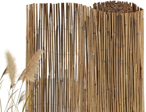 Jaxguom Schilfmatten Sichtschutz 80x600 cm, Schilfrohrmatte für Balkon,Terrasse,Garten,Schilfrohrmatte als Sichtschutz Zaun und Blickschutz,Natur Sichtschutzstreifen,Windschutz und Sonnenschutz