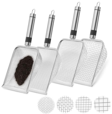 YushengTai Lot de 4 tamis de jardin, tamis à terre, tamis à compost, tamis à terre, tamis à sable, tamis de jardin, tamis de jardin, tamis de jardin, tamis de jardin en acier inoxydable, pour sable
