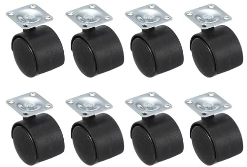 PATIKIL Office Chair Wheels Replacement 1.5, 8 Pcs Nylon Heavy Duty Office Furniture Casters Wheels with Universal Wheel for Hardwood Floor Carpet, Black(Swivel Plate)
