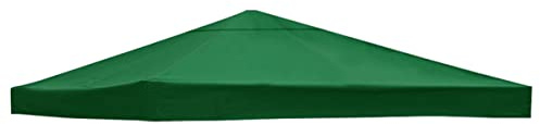 Ersatz-Pavillon-Überdachung, 3 x 3 m, wasserdicht, Pavillon-Dach, 1/2 Etagen für Außenbereich, Terrasse, Gartenzelt, grün, einlagig, für Camping und Garten
