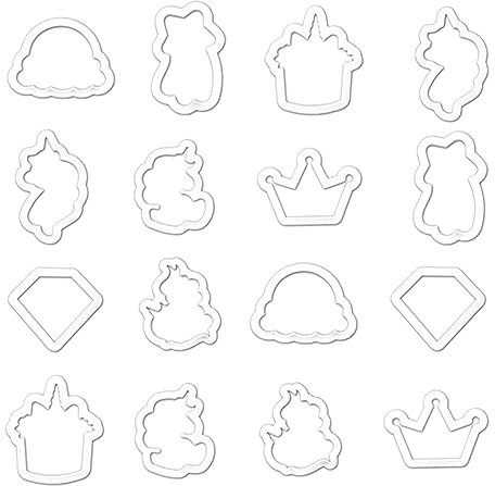 IMIKEYA 16pcs DIY Unicorn Cookie Cutters Baking Molds Plastic Moulds for Biscuits Cakes