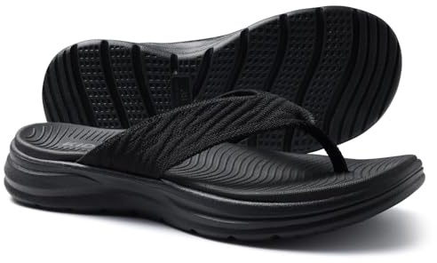 KIDMI Women's Arch Support Flip Flops with Soft Cushion Comfortable Summer Beach Slip On Walking Thong Sandals, Black size 38