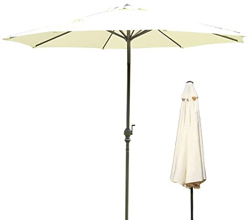 Gartenschirm 299,7 cm – Strand- und Terrassen-Sonnenschutz, winddichtes Design mit Kurbel, Outdoor-Tisch-Sonnenschirm für Pool, leicht und langlebig, UV-Schutz, weiß