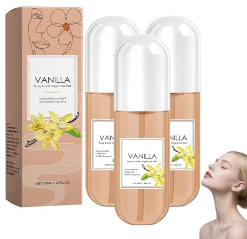 Parfum vanille, spray parfumé pour cheveux et corps, parfum longue durée, déodorant femme, hydratant et rafraîchissant, brume multi-usages portable, format voyage (3pcs)