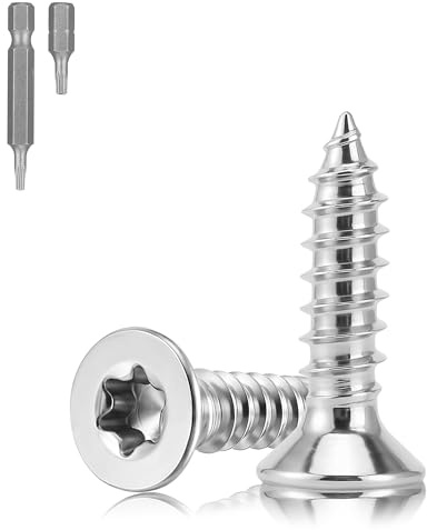 NZNSML 120 Stück Edelstahlschrauben Holzschrauben M4 x12mm Torx Schrauben | Edelstahl Selbstschneidende Schrauben Edelstahlschrauben Holz mit T20 Bits für Möbel Maschinenreparatur Befestigungselemente
