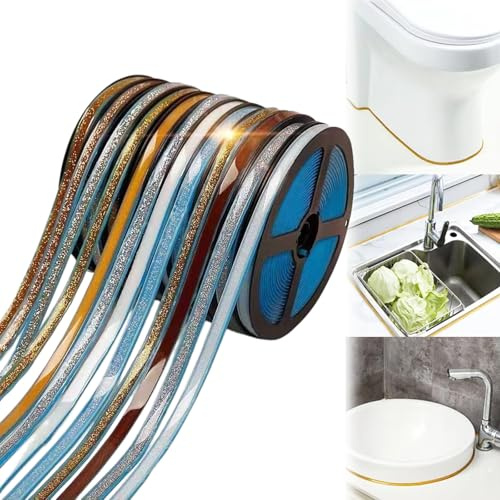 Selbstklebendes Fugenband und Zierleiste Wasserfestes gebrauchsfertiges Dichtungsband für Badewannen, Duschen, Toiletten und Küchenwände (Braun,8 mm/6 m)