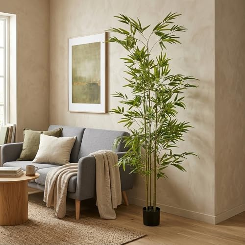 Well Home Planta Artificial Decorativa Grande Realista para Interiores: Bambú Artificial 190cm