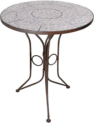 Esschert Design AC91 Table Ronde en céramique Bleu 70 x 60 x 60 cm