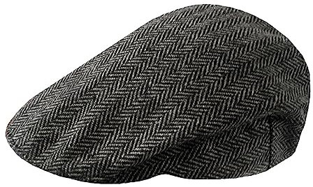 TOSKATOK Herren Schirmmütze Kariert Wollmischung Tweedkappe Flach