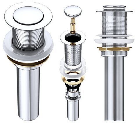 doporro Waschbeckenstöpsel Waschbecken & Waschtisch Stöpsel Ø 61mm | Druckknopf Pop-Up Ventil PU005 chrom | Ablaufgarnitur Abflussstopfen ohne Überlauf