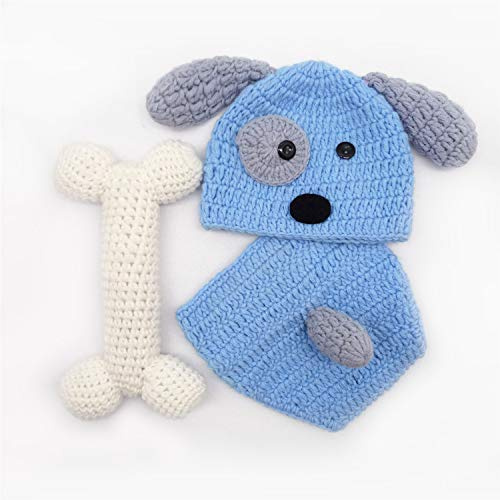 XCSSKG Newborn Baby Girl Boy Photography Prop Photo Crochet Knit Costume Dog +Hat Set Baby Costume Baby Photo Shoot Clothes
