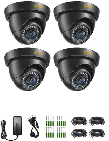 Anlapus 4pcs 1080P Telecamera di Sorveglianza per DVR Kit Videosorveglianza, 20M Visione Notturna, Nero