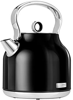 MPM MCZ-93 Bouilloire Électrique 1,7 Litre, Style Vintage, Arrêt Automatique, Sans fil, Acier iIoxydable, sans BPA, 2200 W, Noir