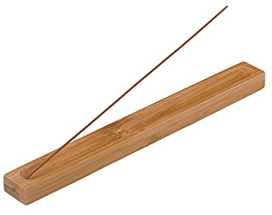 Soporte de incienso de bambú, soporte de varillas de incienso de bambú con 2 agujeros para quemador de incienso hecho mano, soporte de incienso de madera, para meditación, yoga