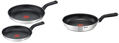 Tefal 2 Piece Comfort Max, 24cm & 28cm Frying Pans, Stainless Steel, Silver and Comfort Max, Induction Frying Pan, Stainless Steel, Non Stick, 30 cm