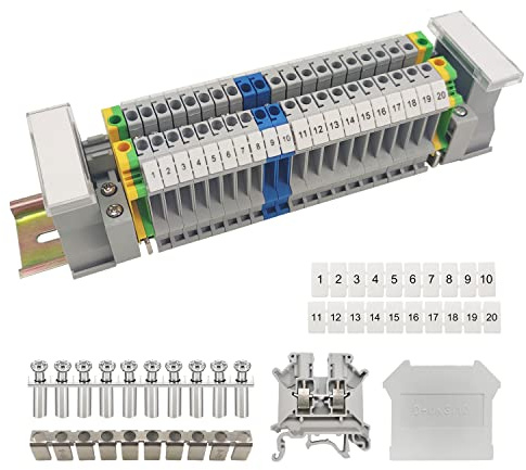JINXIAN DIN Schienenanschlussblock-Kit UK/3N5N Durchgangsklemme Kombination | Reihenklemmen Hutschiene Klemme für Hutschienen Klemmen Hutschiene für Anschlussblöcke Elektrisch