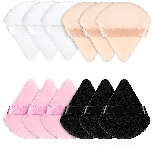 Fanshiontide Dreieck Makeup Puderquaste, 12 Stück Kosmetik Gesicht Puderquaste Schwämmchen Weich Dreieck Puderquaste Pads Lose Puder Grundierung Nass Trocken Dual-use Make-up-Werkzeug