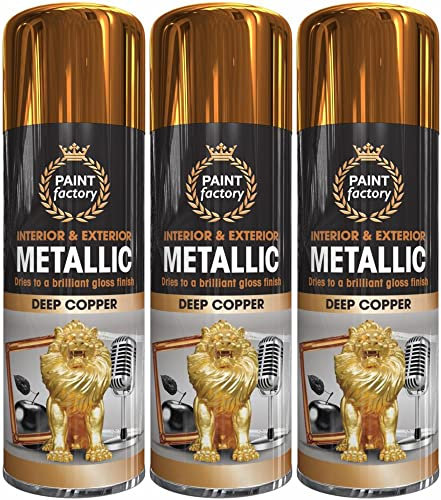 Q&H Metallic Copper Spray Paint for Bright Coating - Interior & Exterior Use Surface Finish - Ideal Paints Metal, Plastic, Wood, Glass & Ceramic - Fast Coverage Brilliant Gloss Home Garage 400ml (3)
