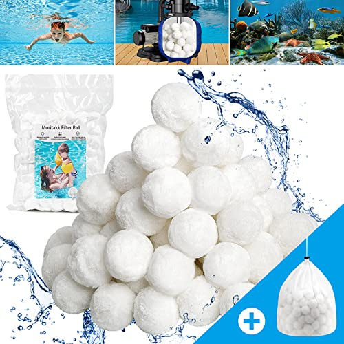Moritakk 3.08 lbs Pool Filter Ball for Sand Filter Pump for Above Ground Pool,Reusable Eco-Friendly Filter Balls Replace Pool Filter Sand (Equals 100 lbs Pool Filter Sand).…