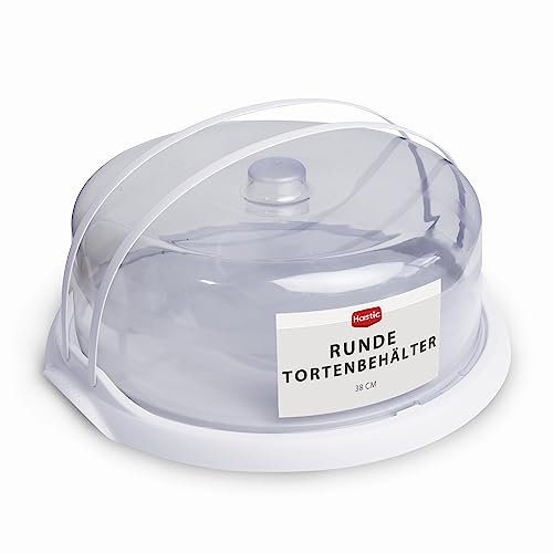 Hastic Kuchen Transportbox Rund 38x16 cm - Tortenbox - Tortenglocke - Torten - Kuchentransportbox - Tortentransportbox - Tortenhaube Rund - Transport Kuchenbox Rund - Kuchenbehälter
