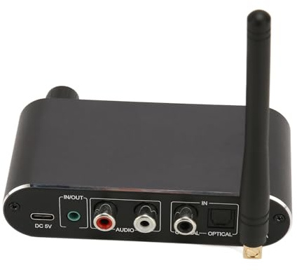 Receptor Transmisor Bluetooth 5.1, Receptor Transmisor Adaptador de Audio Inalámbrico, Adaptador de Audio Hi-Fi Coaxial de Fibra Óptica para TV, Computadora, Estéreo