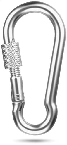 Schraub-Karabiner 1 Stück | Stahl - 230 kg Tragkraft | Größe 80x8mm | Stahl | Feuerwehr-Karabinerhaken | Verzinkt | Sport, Transport (Schraubkarabiner - 1 Stück)