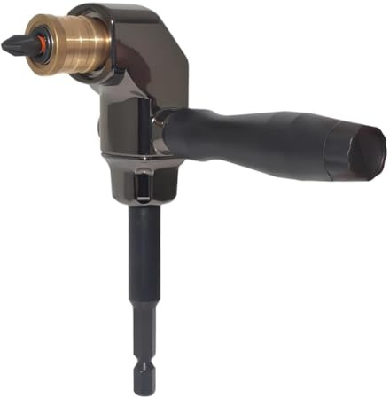 SeonFook 90 Degree Right Angle Drill Adapter with 1/4 Hex Shank, Quick Change Screwdriver Attachment with Detachable ABS Handle, Impact Screwdriver Drill Corner Extension for Impact Driver