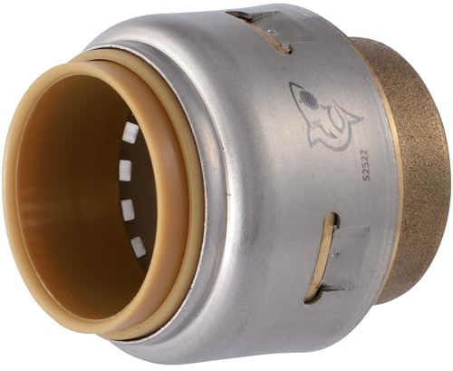 SharkBite Max UR518A Druckkappe, Push to Connect Messing Sanitärverschraubung, PEX-Rohr, Kupfer, CPVC, PE-RT, HDPE, 3/4 Zoll